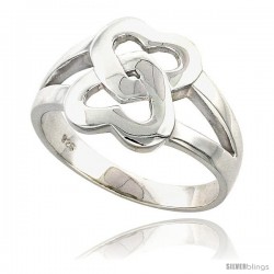 Sterling Silver Interlocking Hearts Ring Flawless finish 1/2 in wide