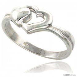 Sterling Silver 2 Heart Ring Flawless finish 3/8 in wide