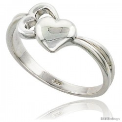 Sterling Silver 2 Heart Ring Flawless finish 1/2 in wide