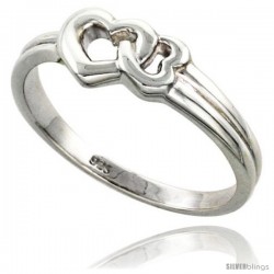 Sterling Silver Interlocking Hearts Ring Flawless finish 5/16 in wide