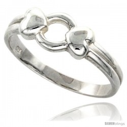 Sterling Silver Two-Hearts Ring Flawless finish 5/16 in wide