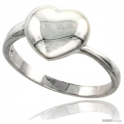 Sterling Silver Domed Heart Ring Flawless finish 1/2 in wide