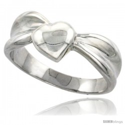 Sterling Silver Domed Heart Ring Flawless finish 5/16 in wide