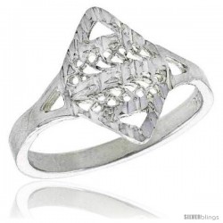 Sterling Silver Diamond-shaped Filigree Ring, 1/2 in