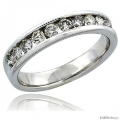 10k White Gold 10-Stone Men's Diamond Ring Band w/ 0.74 Carat Brilliant Cut Diamonds, 3/16 in. (5mm) wide