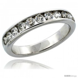 10k White Gold 11-Stone Ladies' Diamond Ring Band w/ 0.81 Carat Brilliant Cut Diamonds, 5/32 in. (4mm) wide