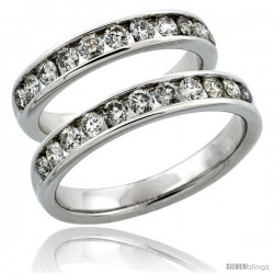 10k White Gold 2-Piece His (4mm) & Hers (4mm) Diamond Wedding Ring Band Set w/ 1.62 Carat Brilliant Cut Diamonds