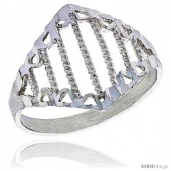 Sterling Silver Diamond-shaped Filigree Ring, 1/2 in -Style Fr430