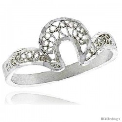 Sterling Silver U shaped Filigree Ring, 5/16 in