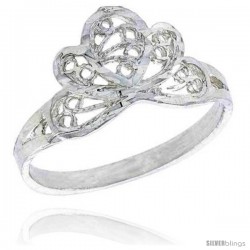 Sterling Silver Crown Type Filigree Ring, 3/8 in -Style Fr434