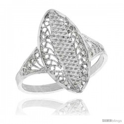 Sterling Silver Oval-shaped Filigree Ring, 3/4 in