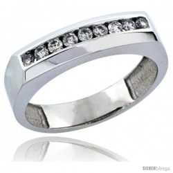 10k White Gold 9-Stone Ladies' Diamond Ring Band w/ 0.24 Carat Brilliant Cut Diamonds, 3/16 in. (5mm) wide