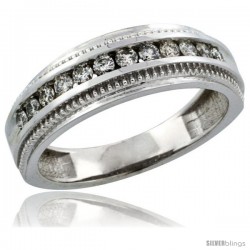 10k White Gold 12-Stone Milgrain Design Ladies' Diamond Ring Band w/ 0.31 Carat Brilliant Cut Diamonds, 1/4 in. (6mm) wide