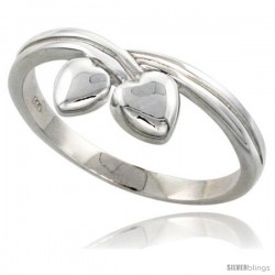 Sterling Silver 3-Heart Ring Flawless finish 3/8 in wide