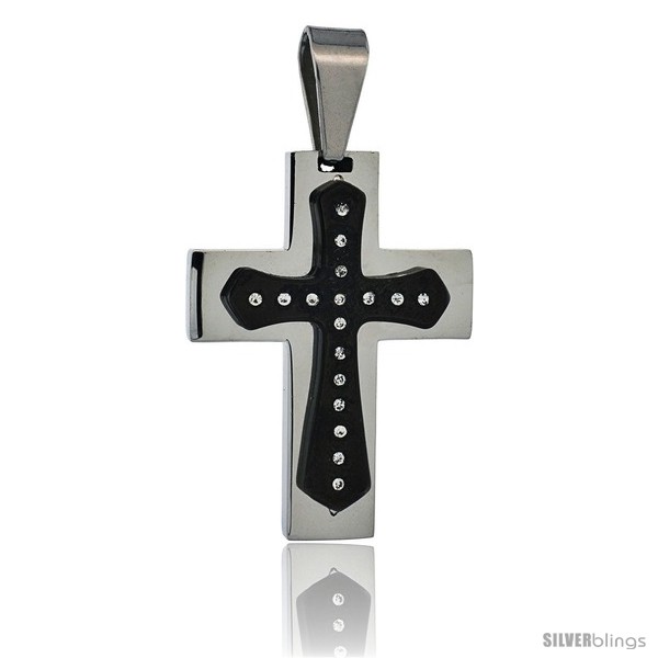 https://www.silverblings.com/2978-thickbox_default/stainless-steel-cross-pendant-cz-stones-2-tone-black-finish-1-1-2-in-tall-30-in-chain.jpg