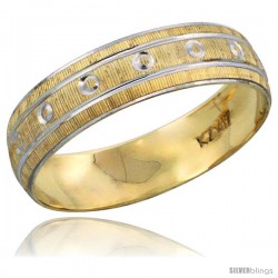 10k Gold Ladies' Wedding Band Ring Diamond-cut Pattern Rhodium Accent, 3/16 in. (4.5mm) wide -Style 10y505lb