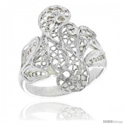 Sterling Silver Freeform Filigree Ring, 3/4 in