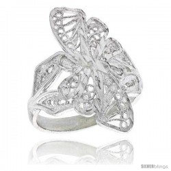 Sterling Silver Butterfly Filigree Ring, 7/8 in