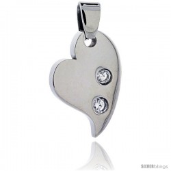 Stainless Steel Fancy Heart Pendant w/ 3 mm Crystals, 7/8 in tall, w/ 30 in Chain