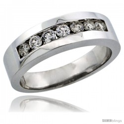 10k White Gold 7-Stone Ladies' Diamond Ring Band w/ 0.32 Carat Brilliant Cut Diamonds, 7/32 in. (5.5mm) wide