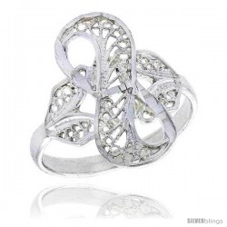 Sterling Silver Loop Filigree Ring, 3/4 in