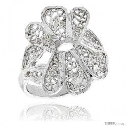 Sterling Silver Fan-shaped Filigree Ring, 3/4 in -Style Fr437