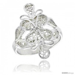 Sterling Silver Freeform Filigree Ring, 7/8 in