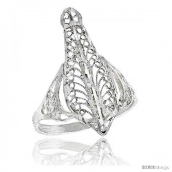 Sterling Silver Pear-shaped Filigree Ring, 1 in