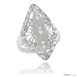 Sterling Silver Diamond-shaped Filigree Ring, 1 in -Style Fr446