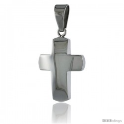 Stainless Steel Curvy Cross Pendant, 1 1/8 in tall with 30 in chain