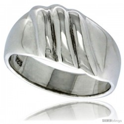 Sterling Silver Scalloped Dome Ring 7/16 in wide -Style Tr413