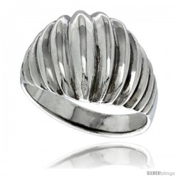 Sterling Silver Scalloped Dome Ring 5/8 in wide -Style Tr415