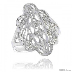 Sterling Silver Fancy Filigree Ring, 3/4 in