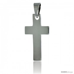 Stainless Steel Plain Latin Cross Pendant, 1 5/8 in tall with 30 in chain