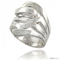 Sterling Silver Contemporary Designer Ring Flawless finish 1 in wide