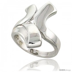 Sterling Silver Contemporary Designer Ring Flawless finish 1 in wide -Style Trp505