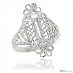 Sterling Silver Wrapped Candy Design Filigree Ring, 7/8 in