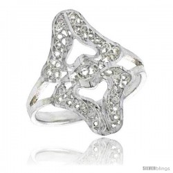 Sterling Silver Double Heart Filigree Ring, 3/4 in