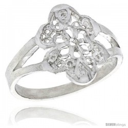 Sterling Silver Floral Filigree Ring, 5/8 in