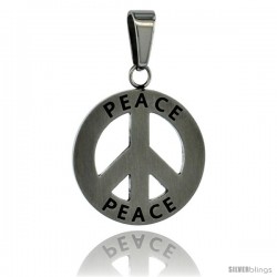 Surgical Steel Peace Sign Pendant 3/4 in, w/ 30 in Chain