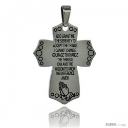 Surgical Steel The Serenity Prayer Cross Pendant 1 5/16 in (33 mm), w/ 30 in Chain