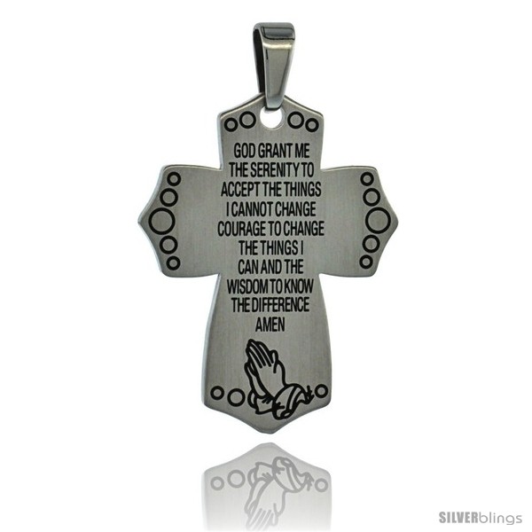 https://www.silverblings.com/3024-thickbox_default/surgical-steel-the-serenity-prayer-cross-pendant-1-5-16-in-33-mm-w-30-in-chain.jpg