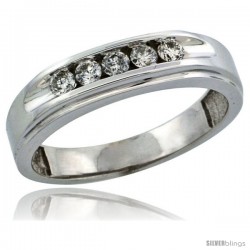 10k White Gold 5-Stone Ladies' Diamond Ring Band w/ 0.21 Carat Brilliant Cut Diamonds, 3/16 in. (5mm) wide -Style 10w910lb