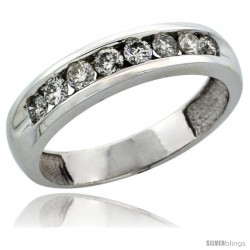 10k White Gold 8-Stone Ladies' Diamond Ring Band w/ 0.47 Carat Brilliant Cut Diamonds, 3/16 in. (4.5mm) wide