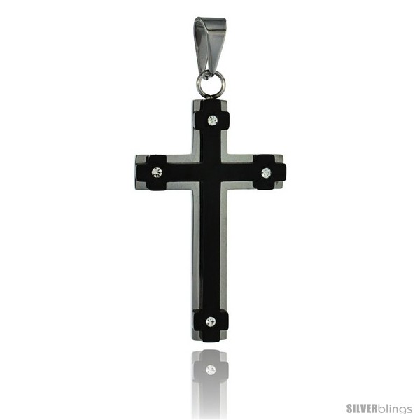 https://www.silverblings.com/3042-thickbox_default/stainless-steel-cross-pendant-2-tone-black-finish-1-3-4-in-tall-w-30-in-chain.jpg