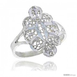 Sterling Silver Floral Filigree Ring, 5/8 in -Style Fr456