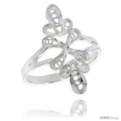 Sterling Silver Freeform Filigree Ring, 3/4 in -Style Fr457