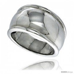 Sterling Silver Dome Wedding Band Ring 7/16 in wide -Style Tr423