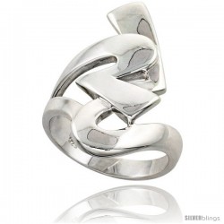 Sterling Silver Interlocking Hearts Ring Flawless finish 1 1/8 in wide