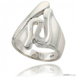 Sterling Silver Designer Swirl Ring Flawless finish 1 in wide